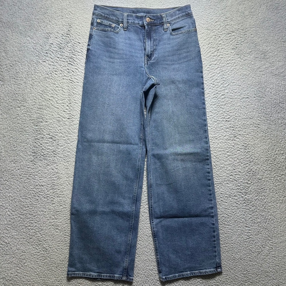 Calvin Klein Jeans Womens Size 27 Wide Leg High‎ Rise Blue Denim Medium Wash